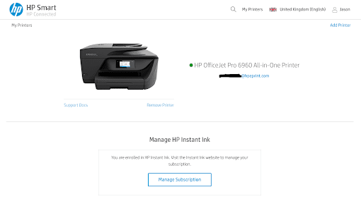 Click on the button labelled “Manage Subscription”